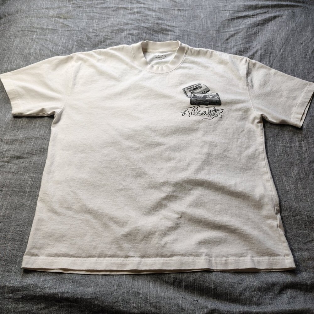 All‎ Saints REEL Tshirt Size Large Short Sleeve Oversized Message to the Futured